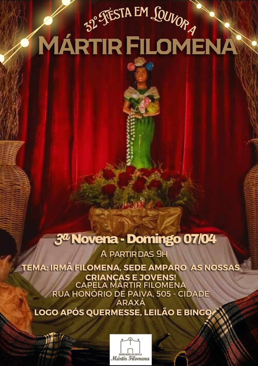 Vem aí a 32ª Festa em Louvor a Mártir Filomena!